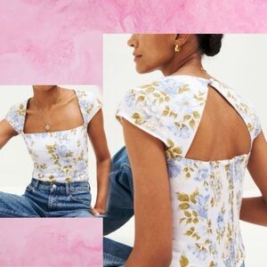 Reformation Floral Square Neck Top